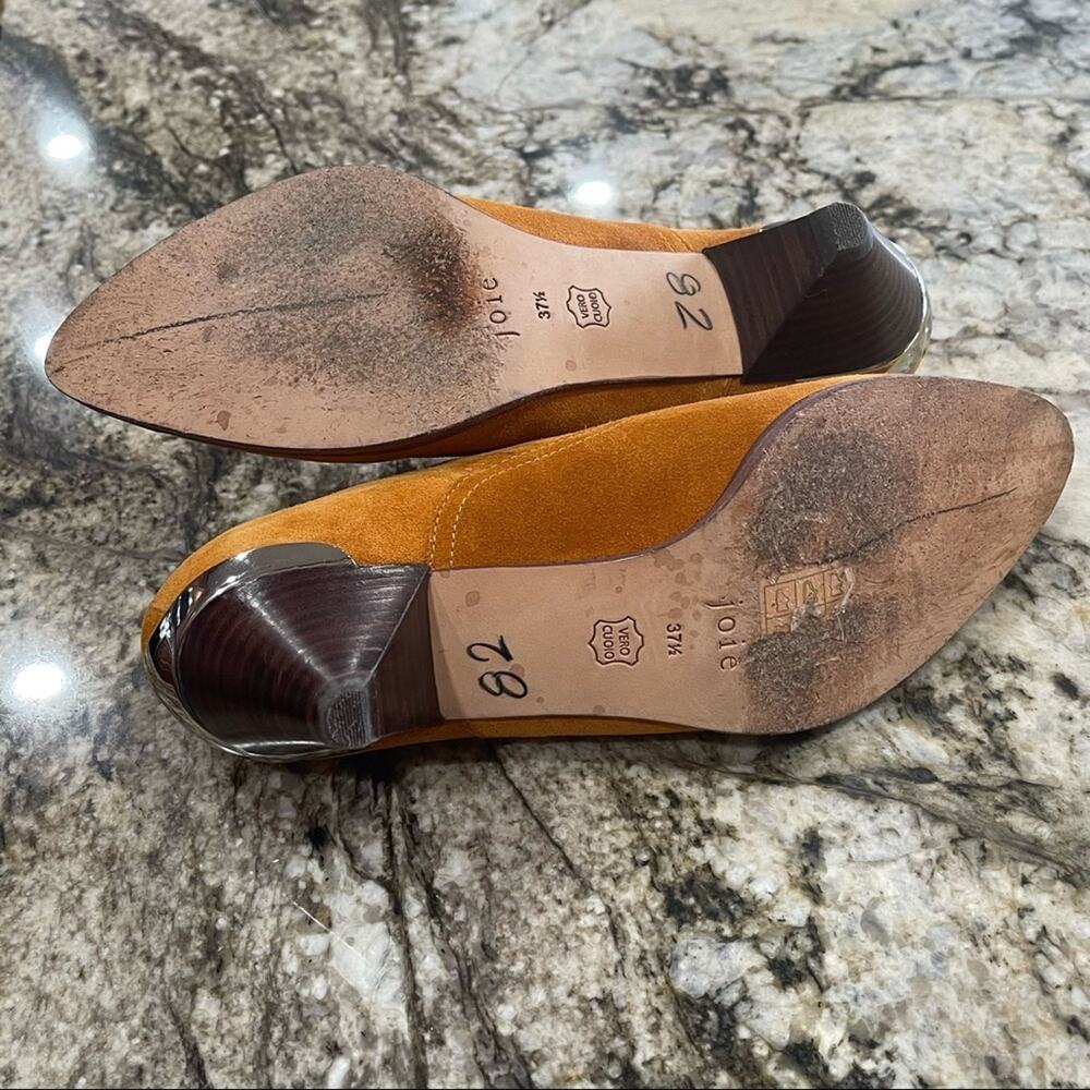 Joie Mustard Suede Western Ankle Booties Size 7 - Picture 8 of 9